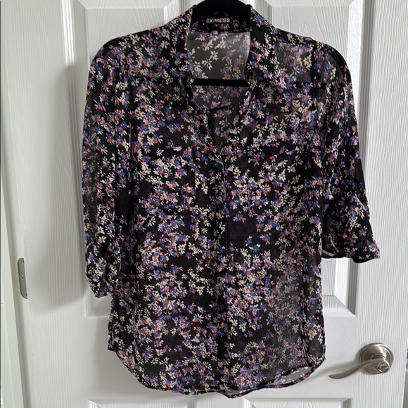 Express Black and Pink Blouse - Size small - Picture 1 of 7
